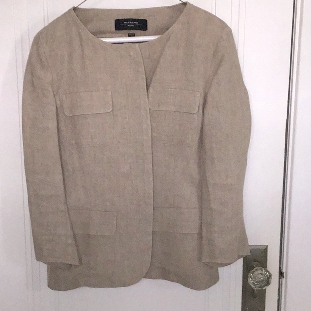 Weekend Max Mara Beige Linen Blazer, Size 12